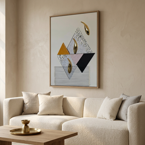 Golden Koi Peaks 3D Mixed-Media Wall Art