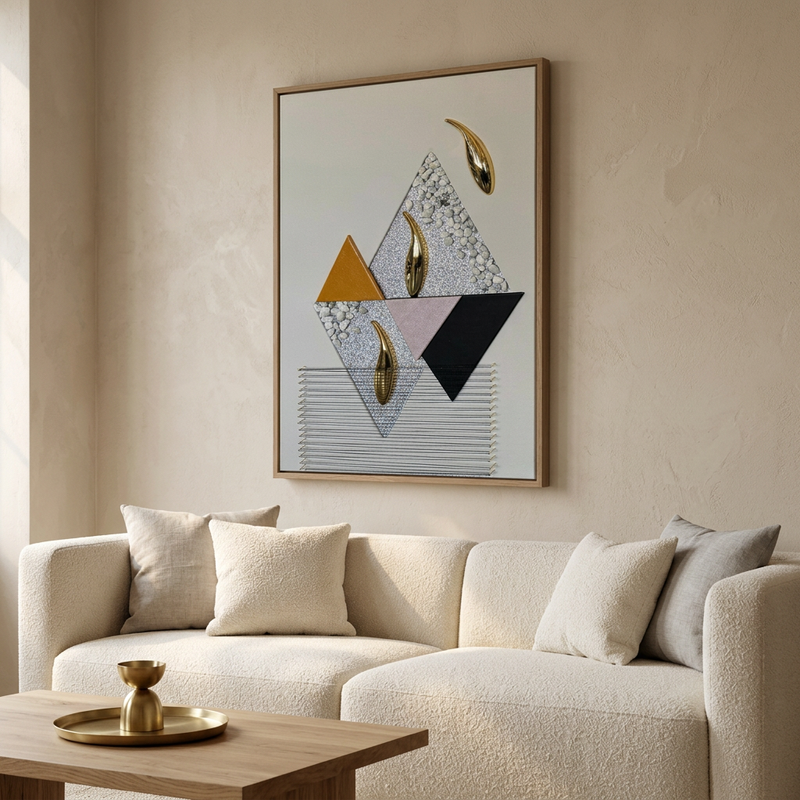 Golden Koi Peaks 3D Mixed-Media Wall Art