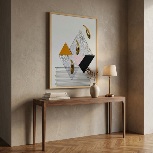 Golden Koi Peaks 3D Mixed-Media Wall Art