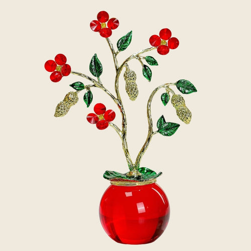 Artisan Crystal Flower & Peanut Tree Showpiece