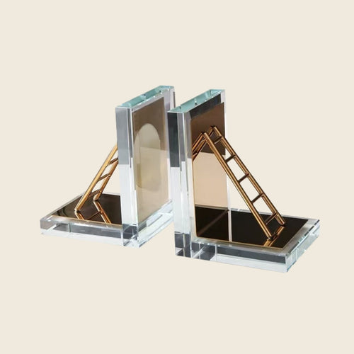 Luxury Crystal & Gold Ladder Bookends