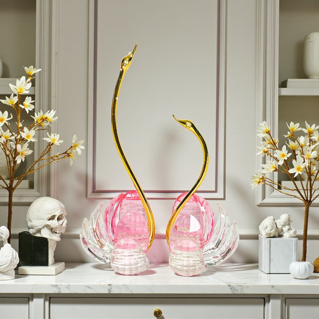 Crystal Swan 2Pc Set Showpiece