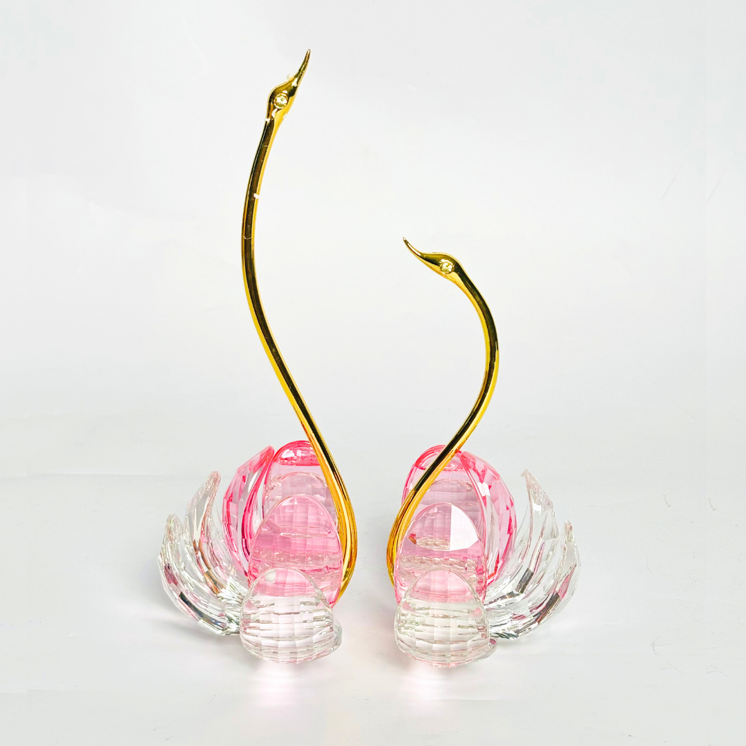 Crystal Swan 2Pc Set Showpiece