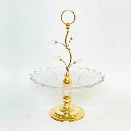 Opulent Glass Tray With Crystal Beads