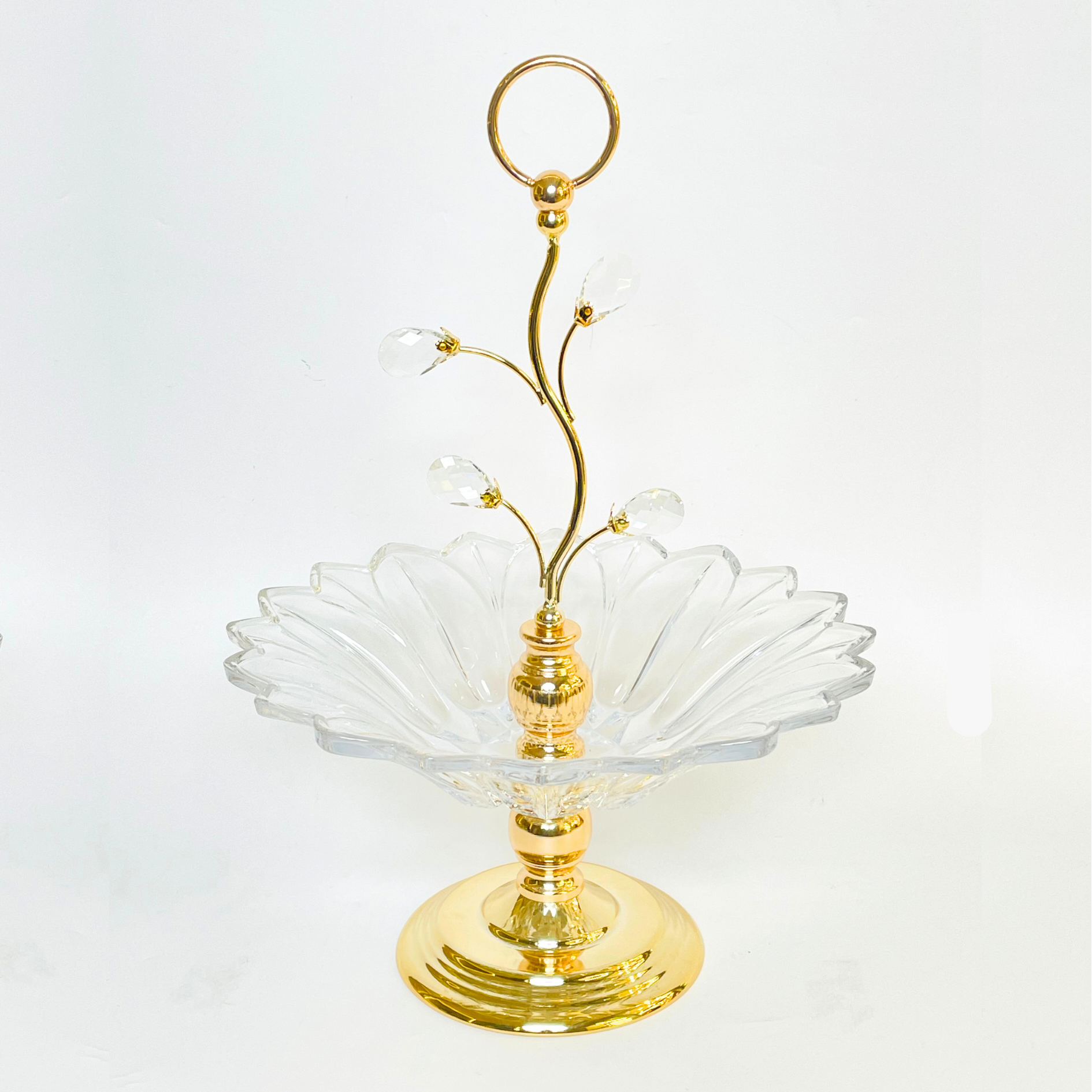 Opulent Glass Tray With Crystal Beads