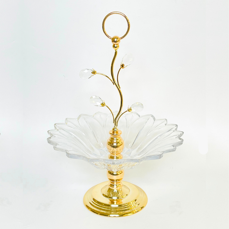 Opulent Glass Tray With Crystal Beads