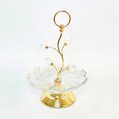 Elegant Glass Tray With Crystal Beads