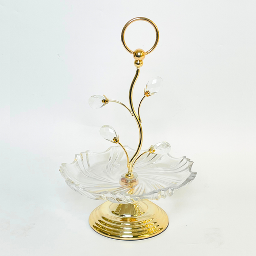 Elegant Glass Tray With Crystal Beads
