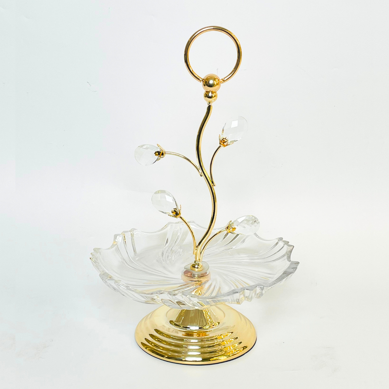 Elegant Glass Tray With Crystal Beads