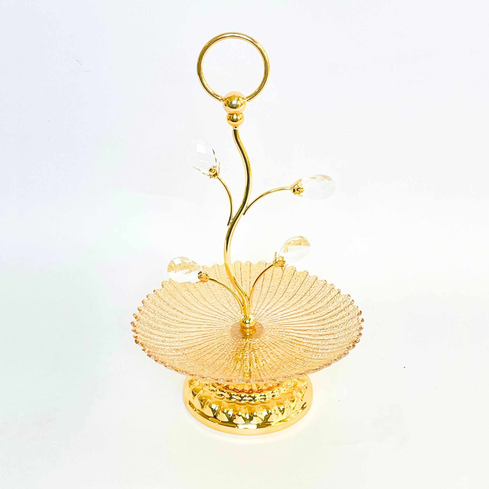 Royal Glass Tray With Crystal Beads