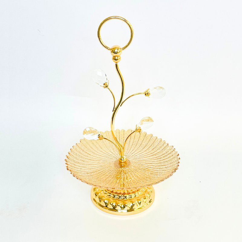Royal Glass Tray With Crystal Beads
