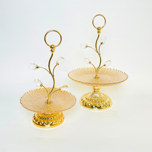 Royal Glass Tray With Crystal Beads