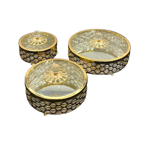 Imperial Gold Wire Mesh Jars with Lids Set of 3
