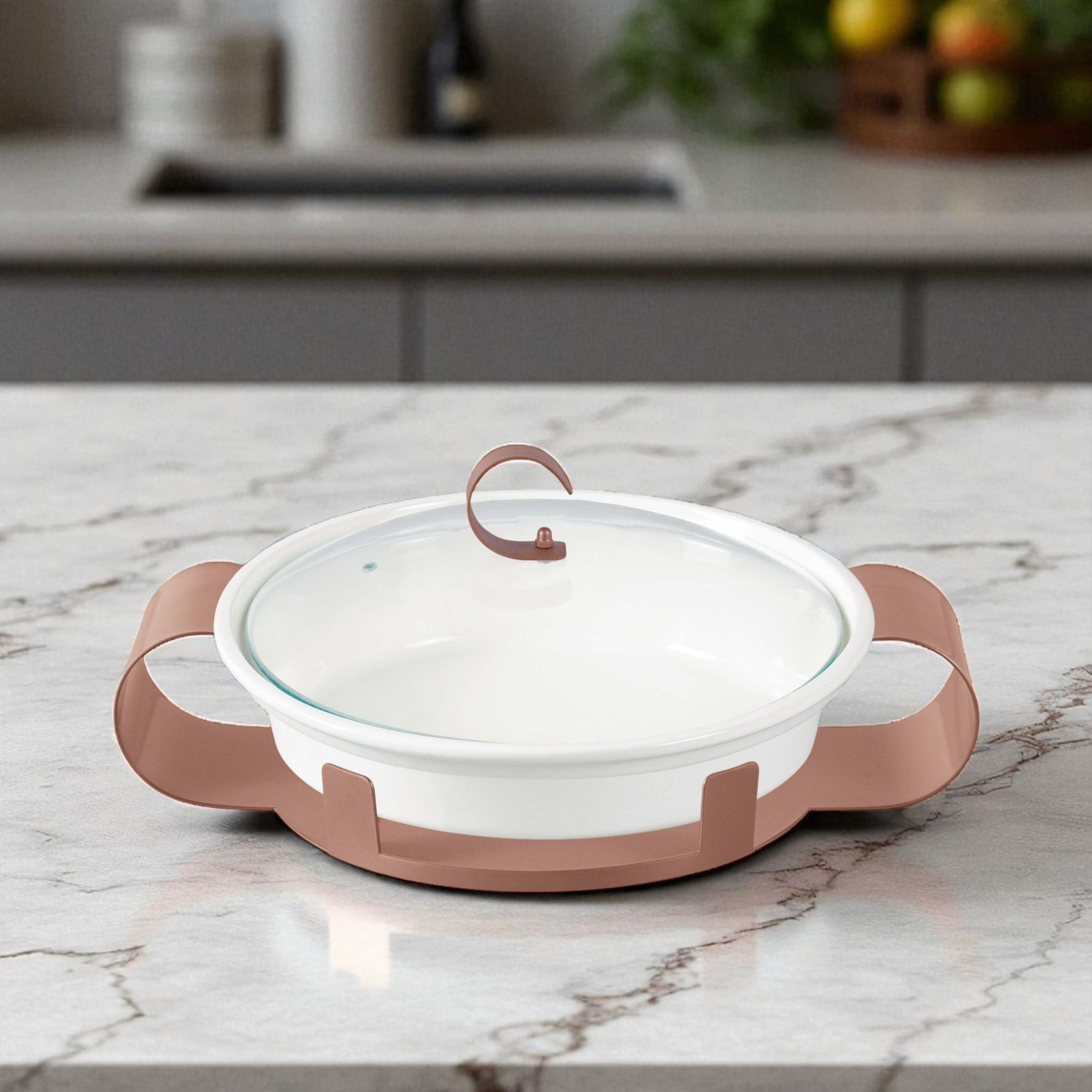 Elegant Round Serving Casserole – Dual-Tone Finish