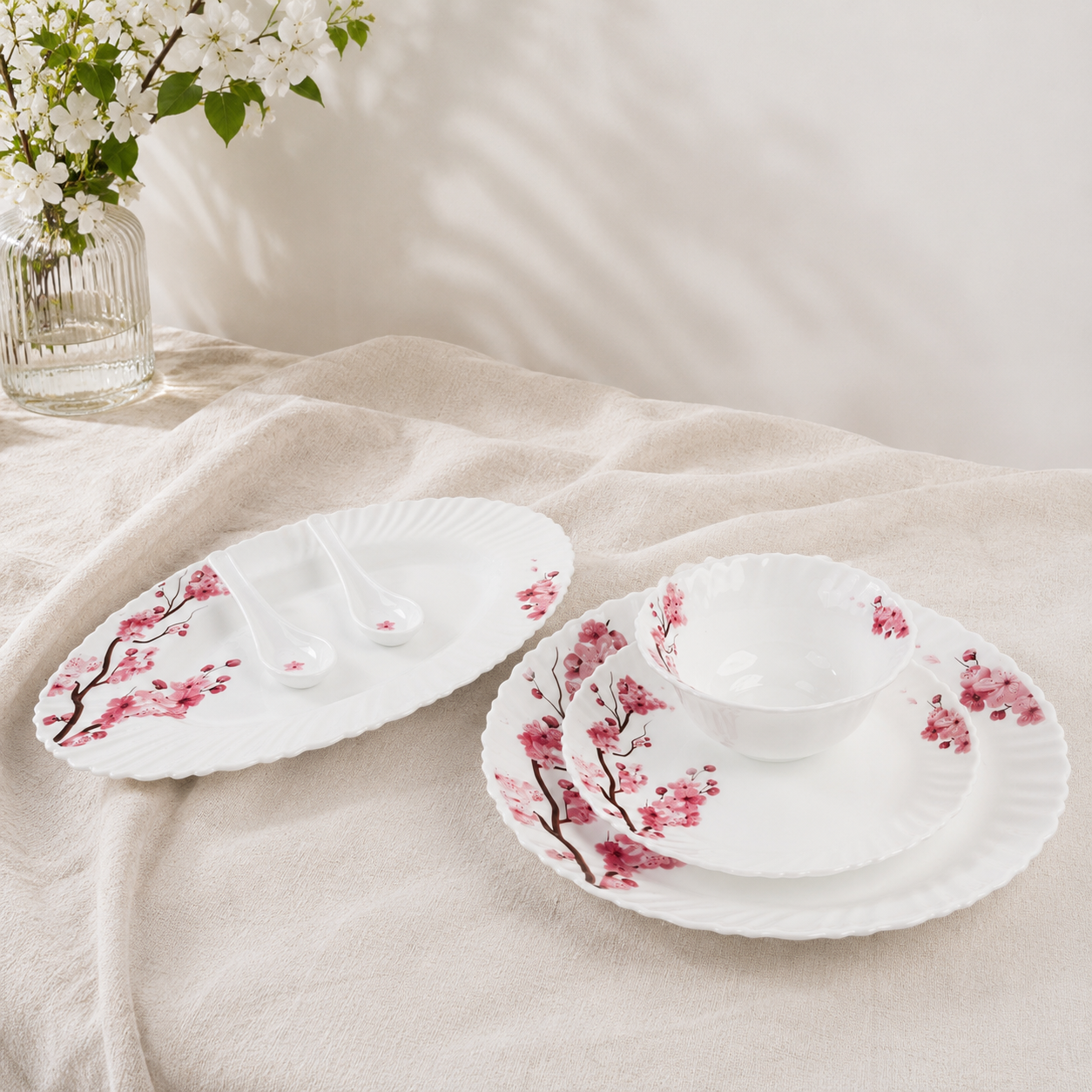 Timeless Florals – Premium 33pc Opalware Dining Set