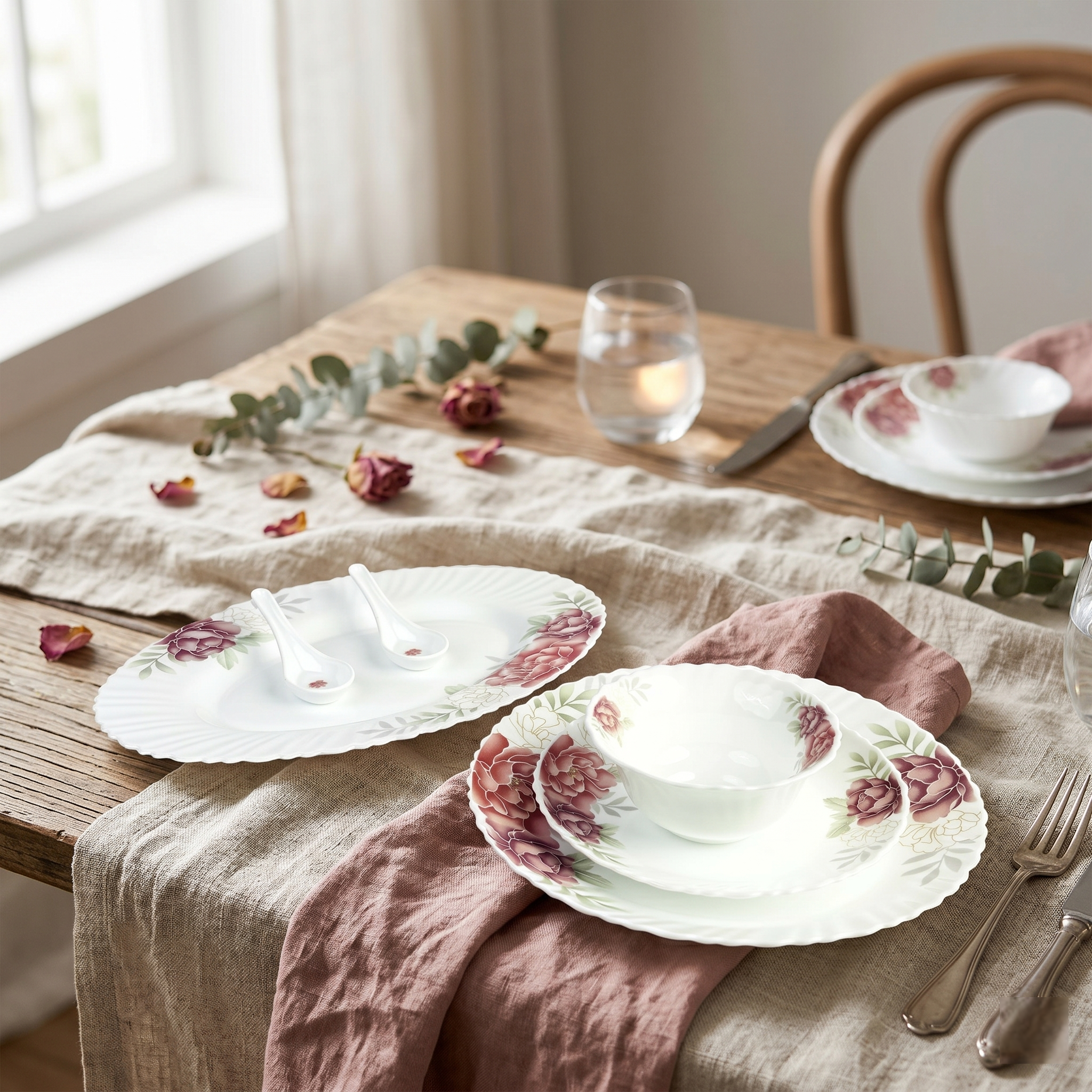 Modern Bloom – Premium 33pc Opalware Dining Set