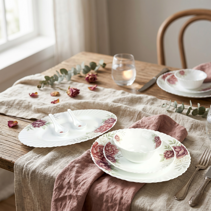 Modern Bloom – Premium 33pc Opalware Dining Set