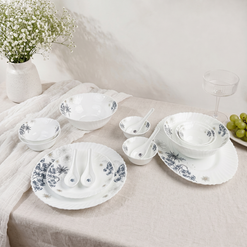 Imperial Bloom – Premium 33pc Opalware Dining Set