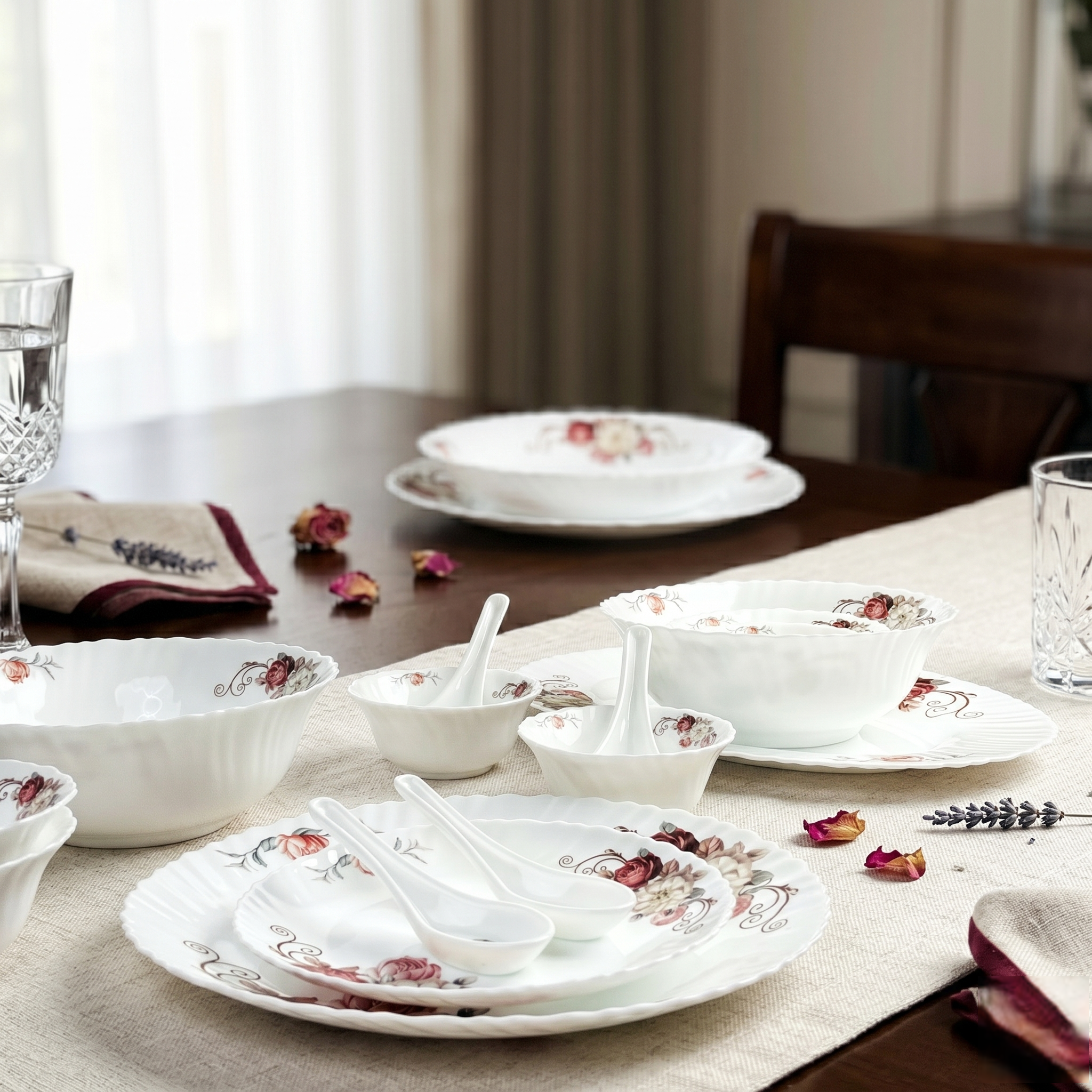 Blossom White – Premium 33pc Opalware Dining Set