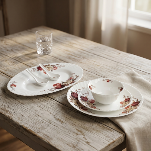 Blossom White – Premium 33pc Opalware Dining Set