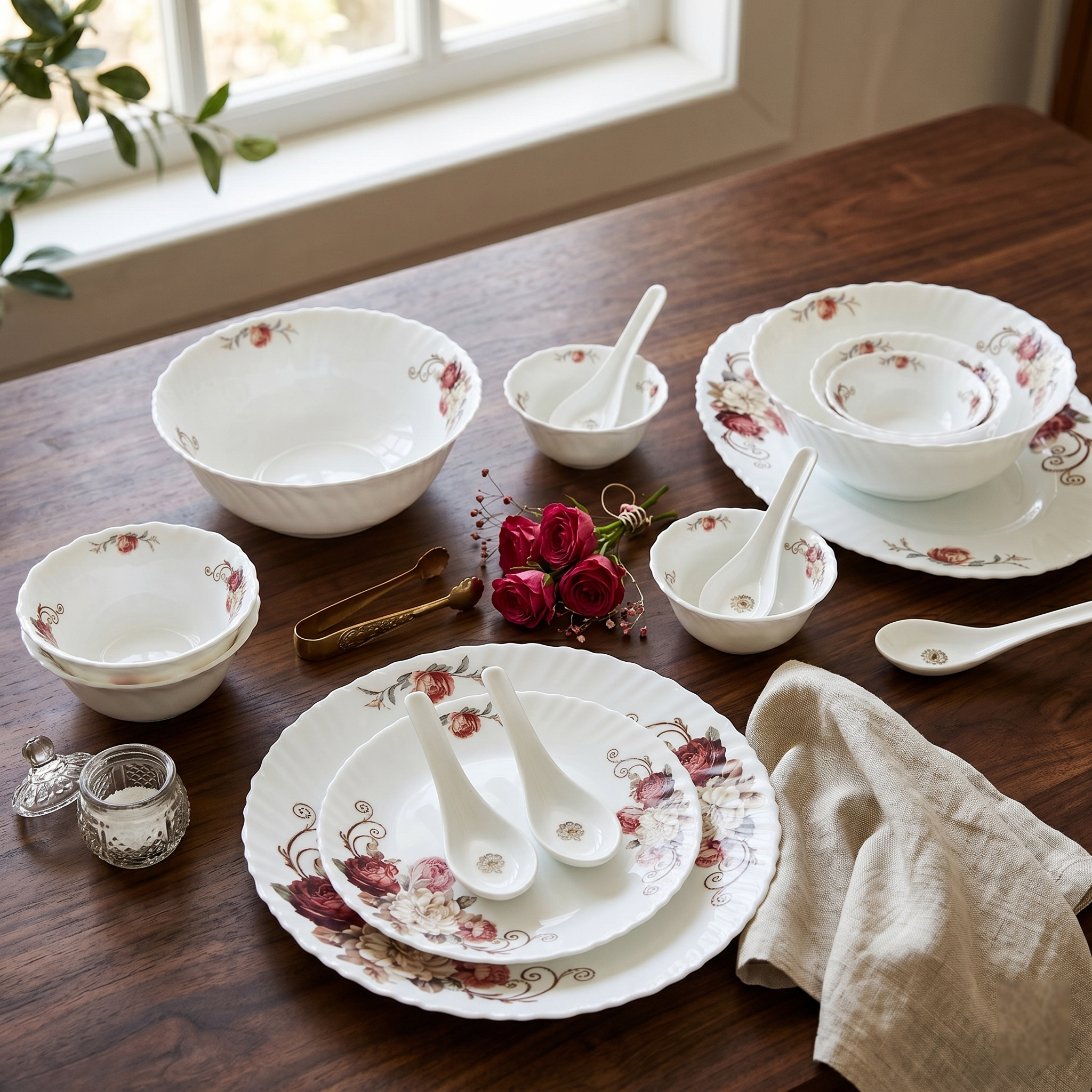 Blossom White – Premium 33pc Opalware Dining Set