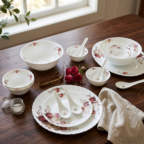 Blossom White – Premium 33pc Opalware Dining Set