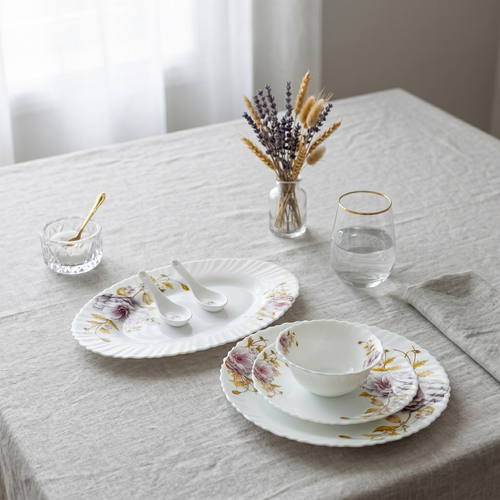 Floral Elegance – Premium 33pc Opalware Dining Set