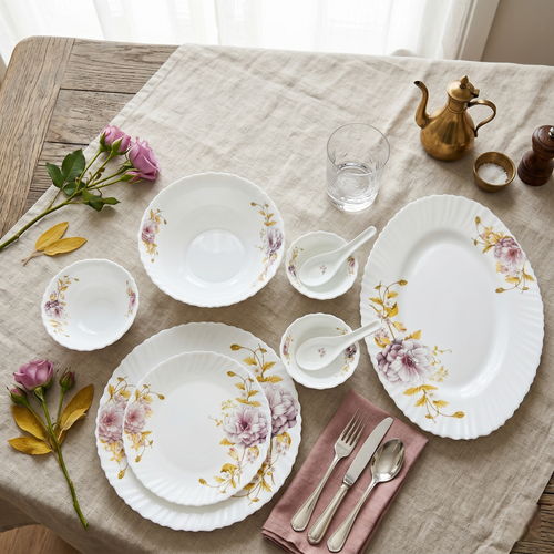 Floral Elegance – Premium 33pc Opalware Dining Set