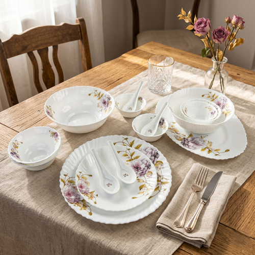 Floral Elegance – Premium 33pc Opalware Dining Set