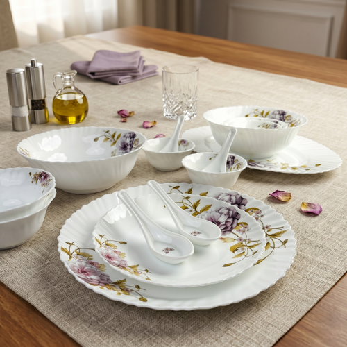 Floral Elegance – Premium 33pc Opalware Dining Set