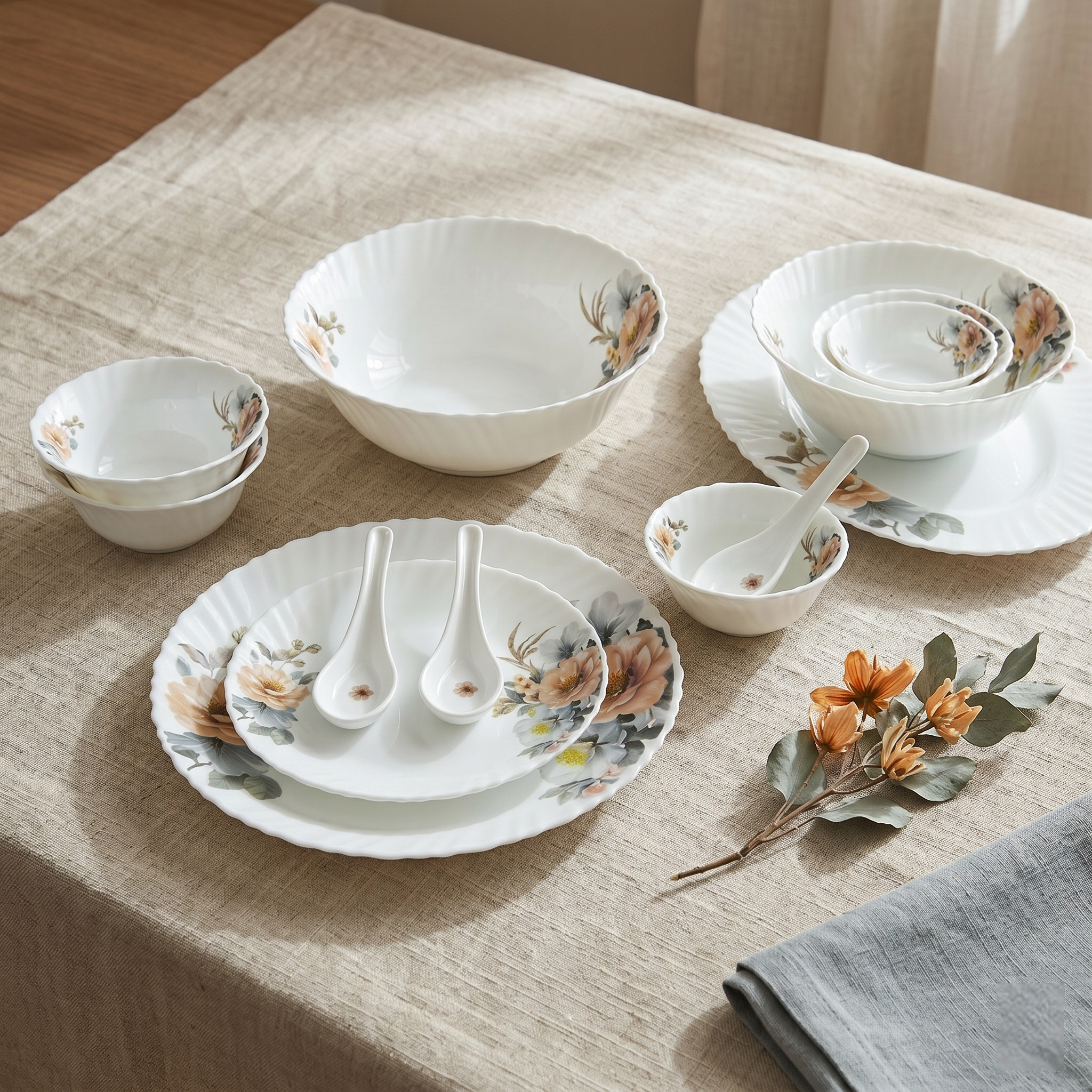 Majestic Bloom – Premium 33pc Opalware Dining Set