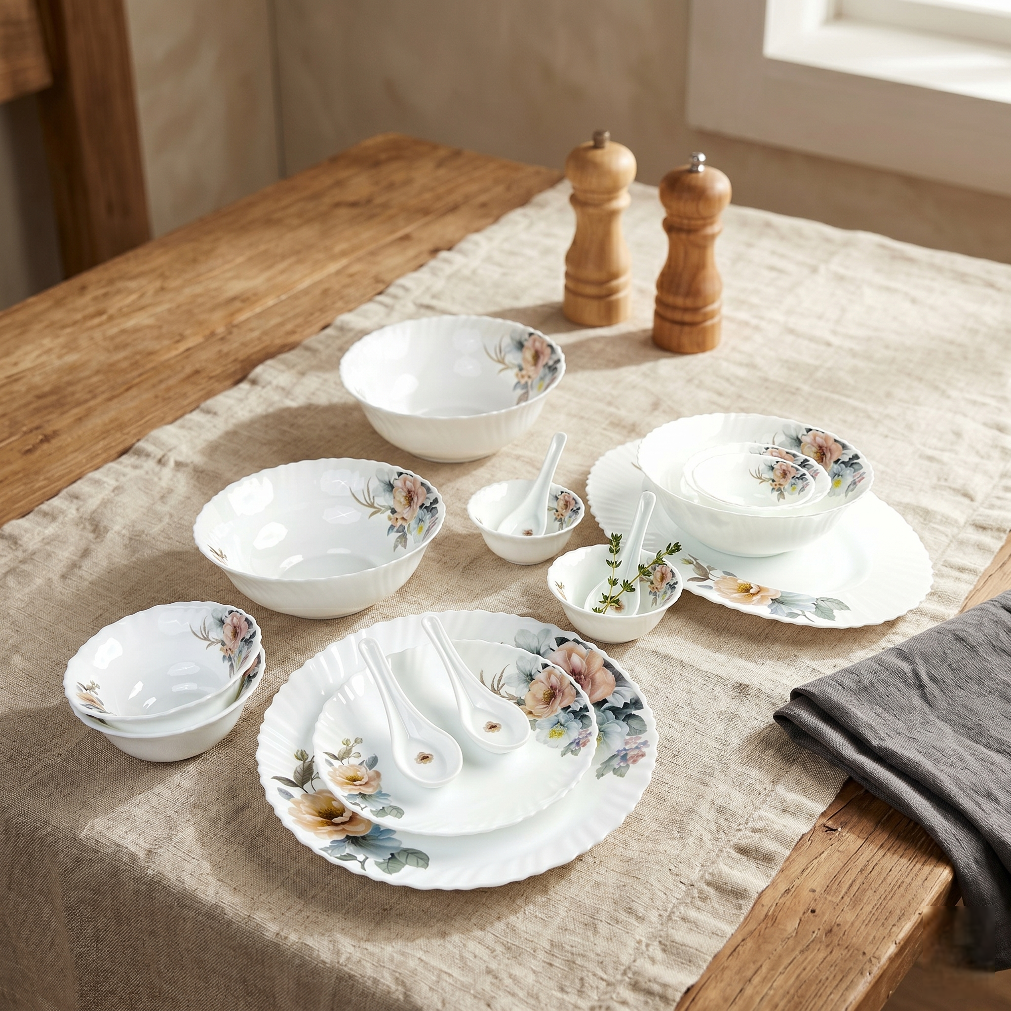 Majestic Bloom – Premium 33pc Opalware Dining Set