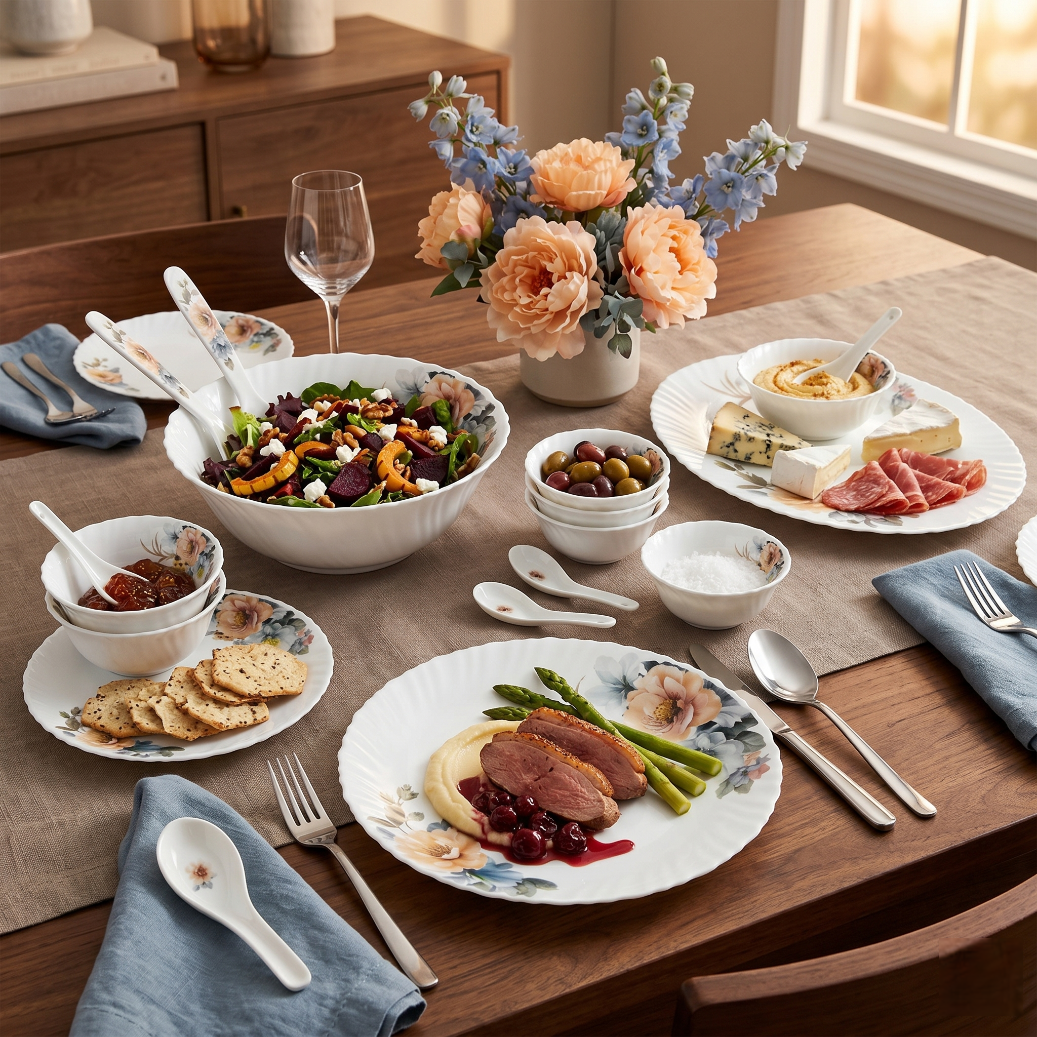 Majestic Bloom – Premium 33pc Opalware Dining Set