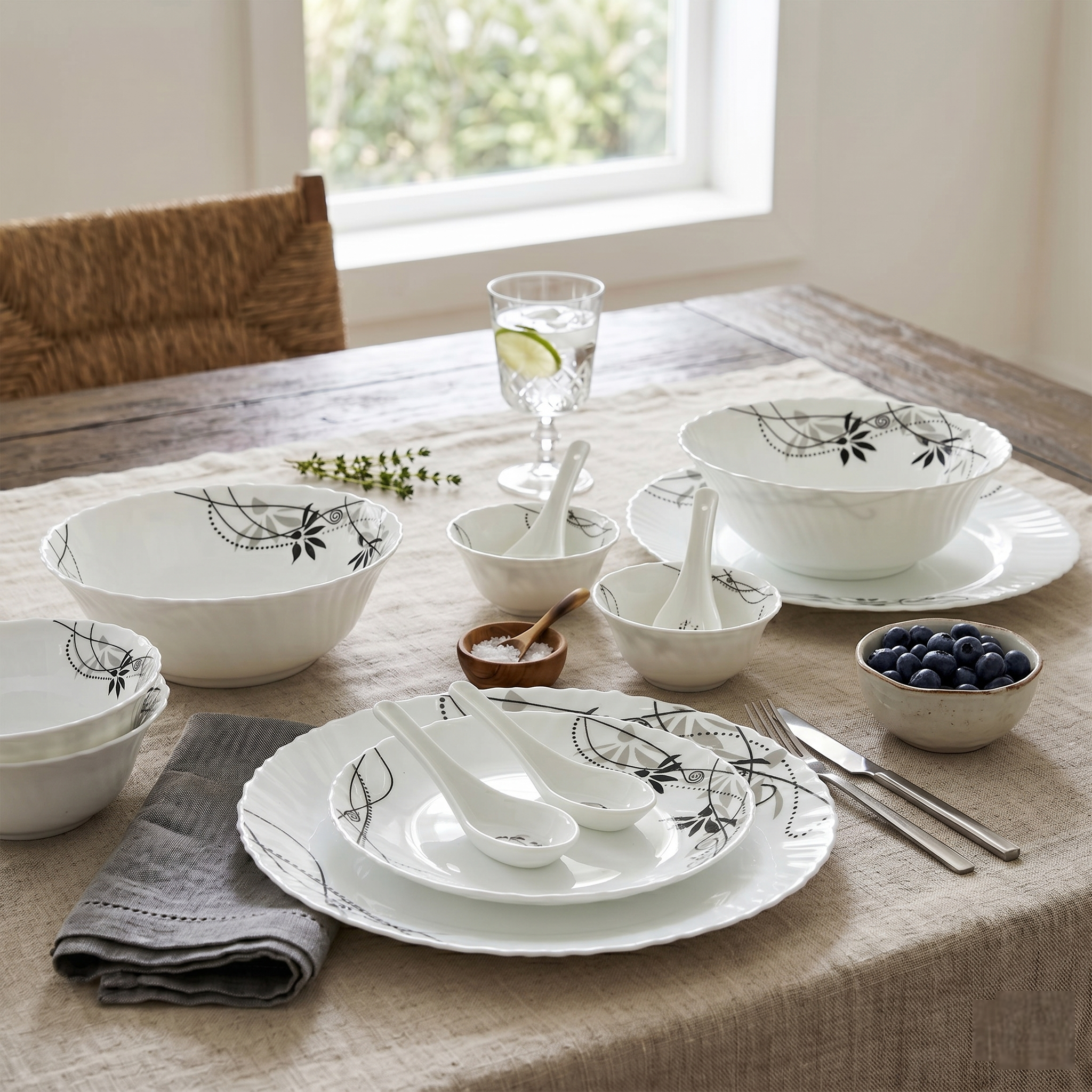 Royal Bloom – Premium 33pc Opalware Dining Set