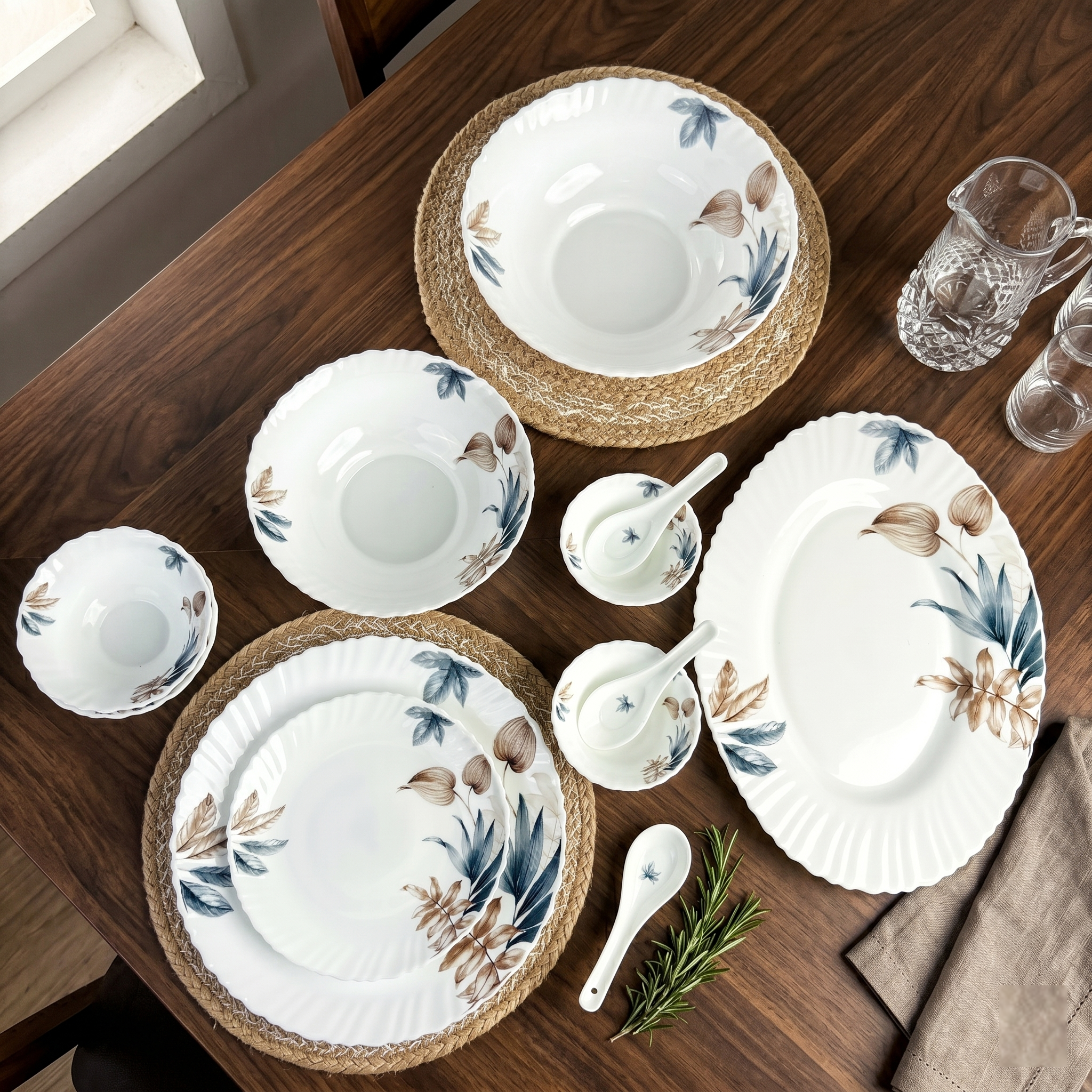 Palace Petals – Premium 33pc Opalware Dining Set