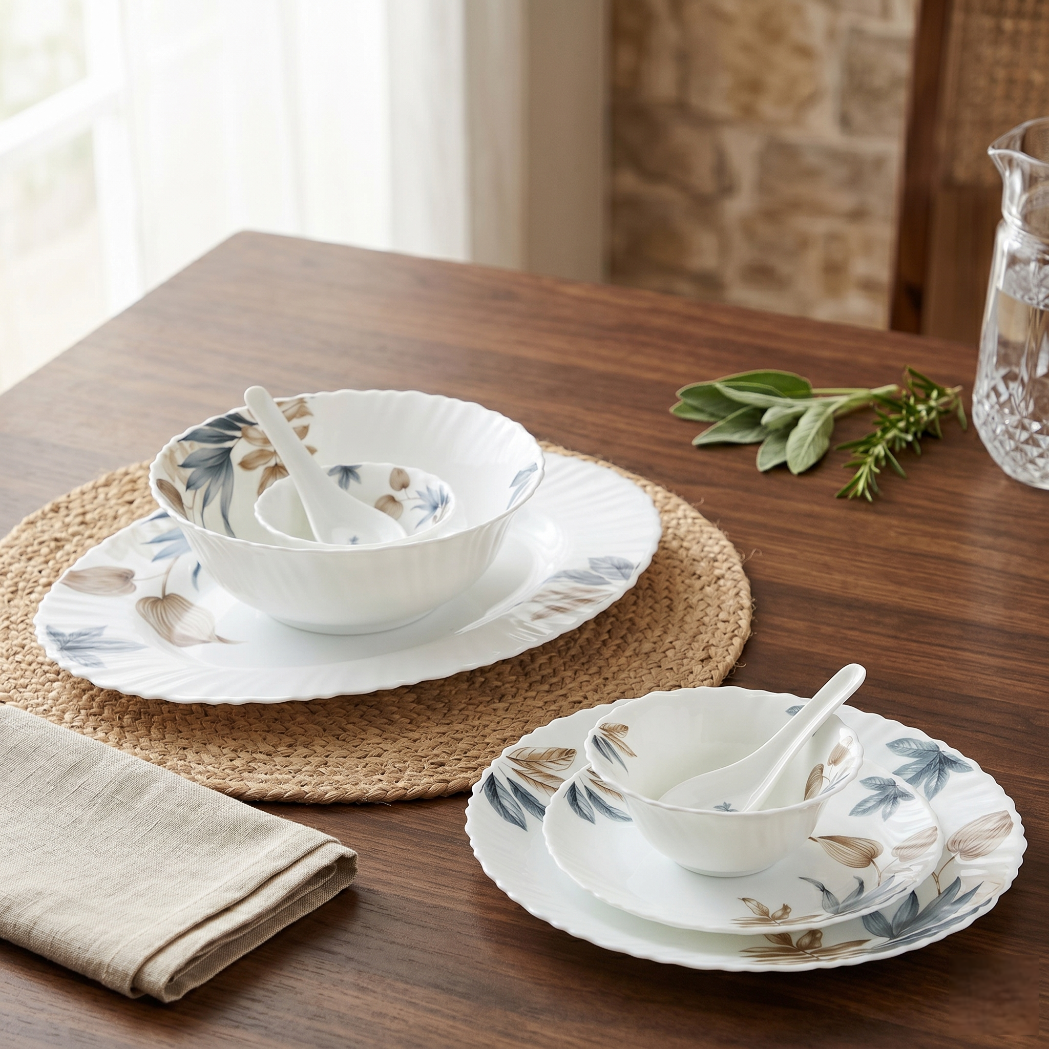 Palace Petals – Premium 33pc Opalware Dining Set