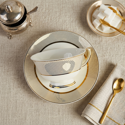 Classic Ivory Floral Cup & Saucer Set - Set of 6 (200 cc)