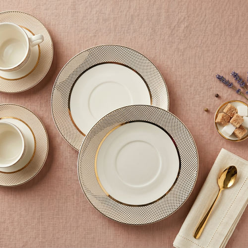 Classic Ivory Floral Cup & Saucer Set - Set of 6 (200 cc)