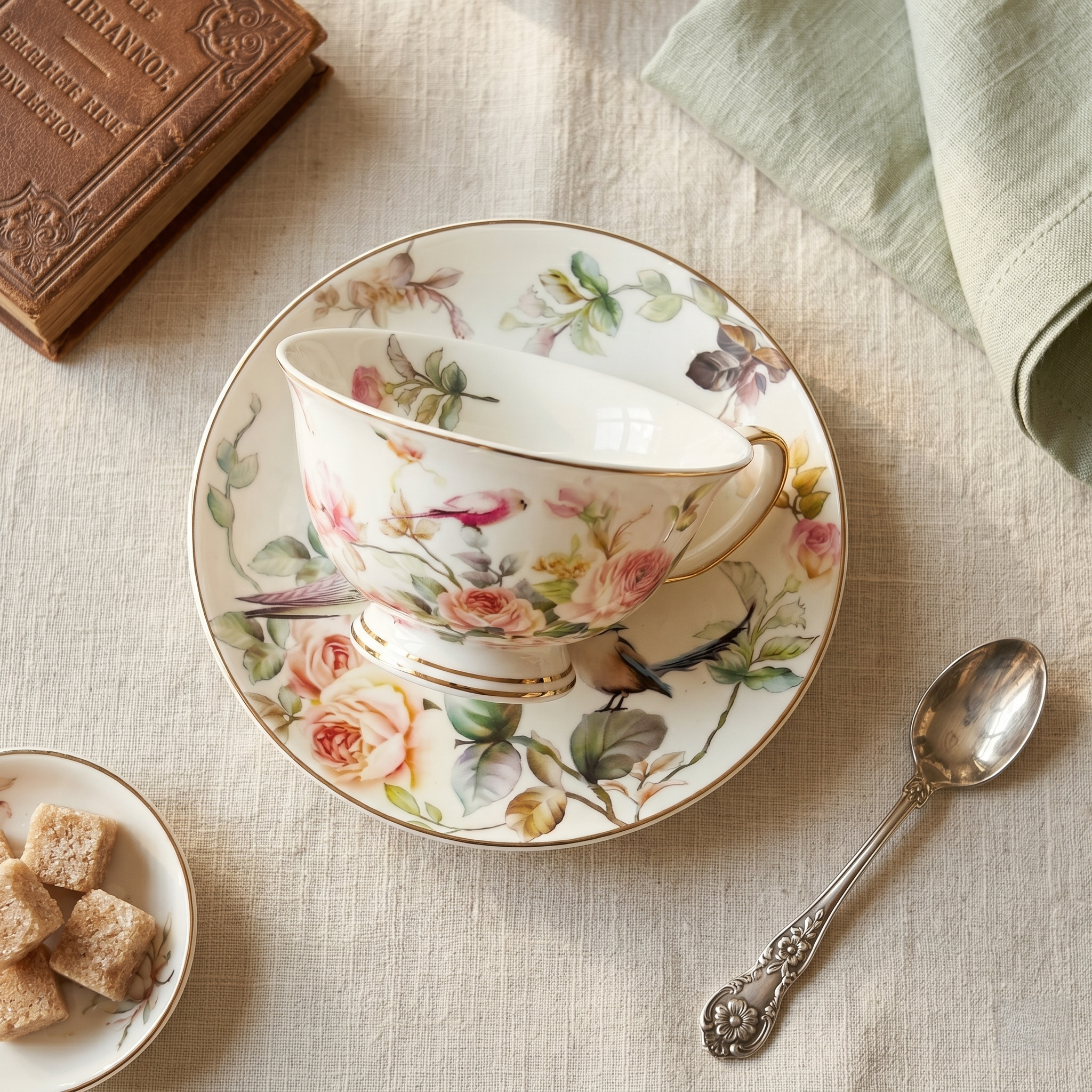 Elegant Lace Pattern Tea Cup Set - Set of 12