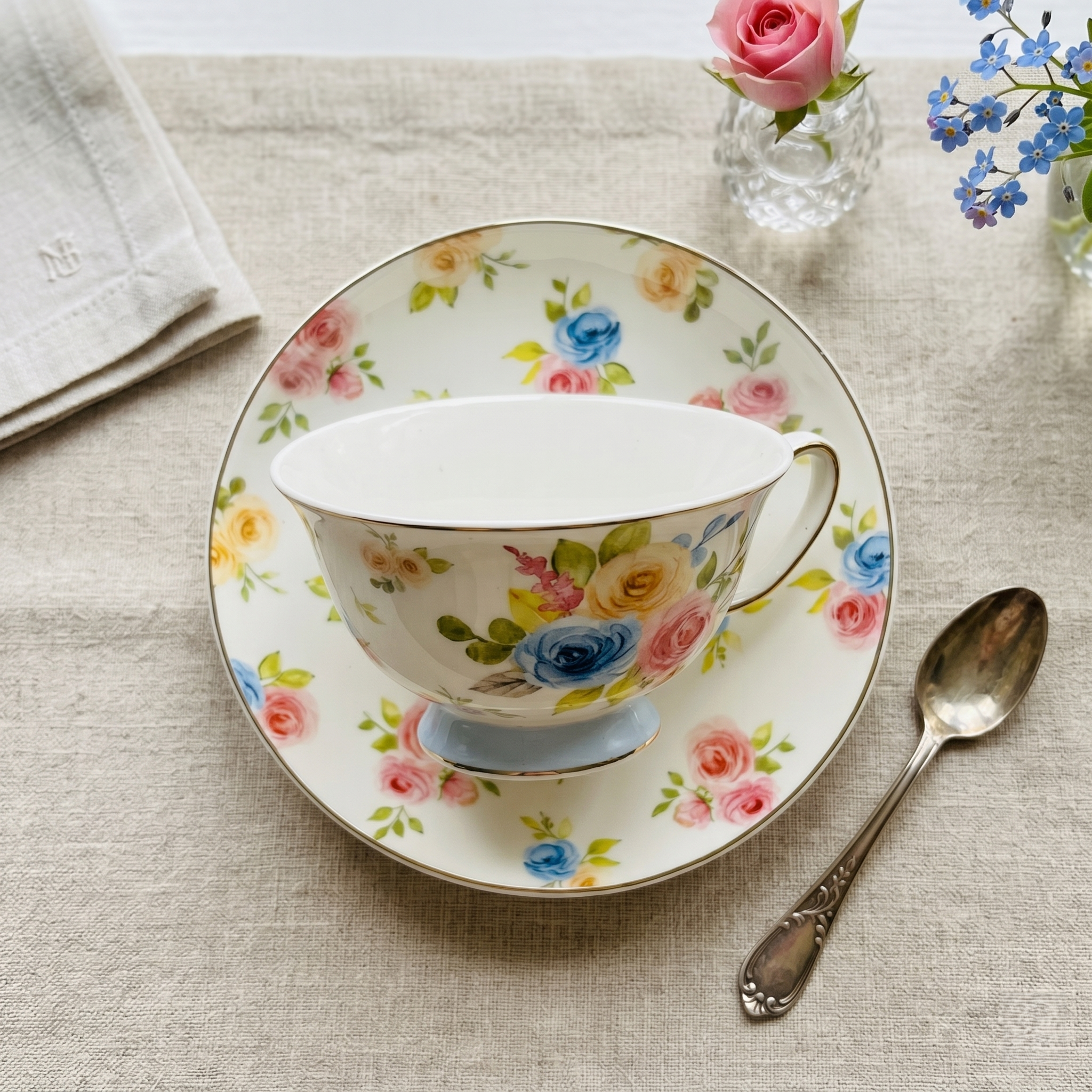 Blooming Grace Tea Cup & Saucer Set - Set of 12