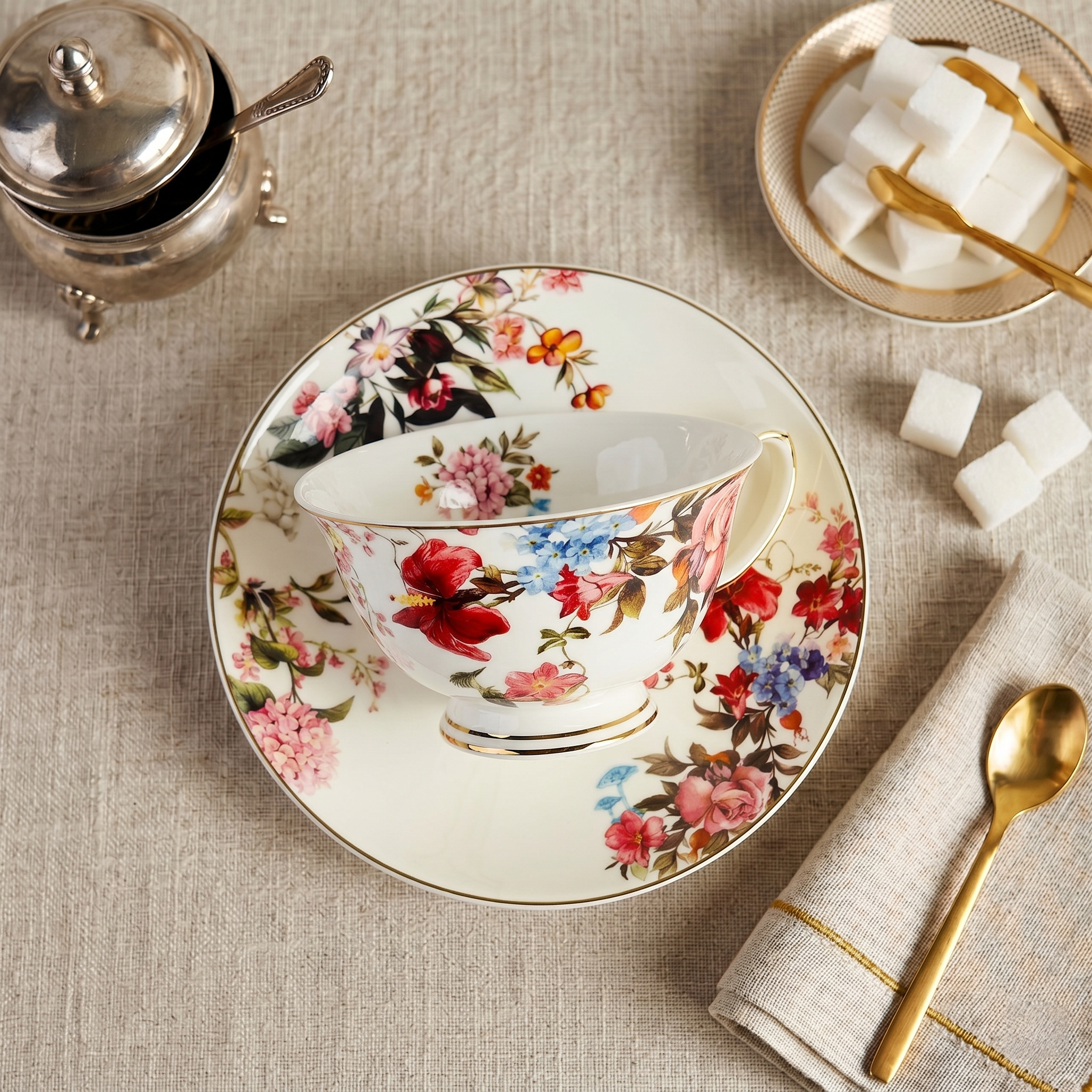 Golden Elegance Cup & Saucer - Set of 12