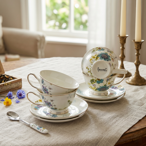 Luxury Tea Time Cup & Saucer Set- Set of 6 (200 cc)