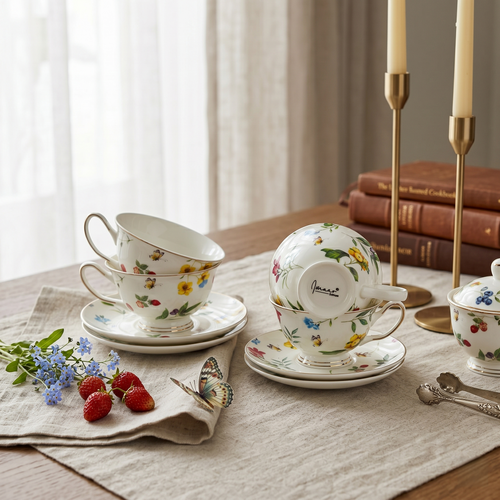 Charming Floral Gift Tea Cup Set- Set of 6 (200 cc)