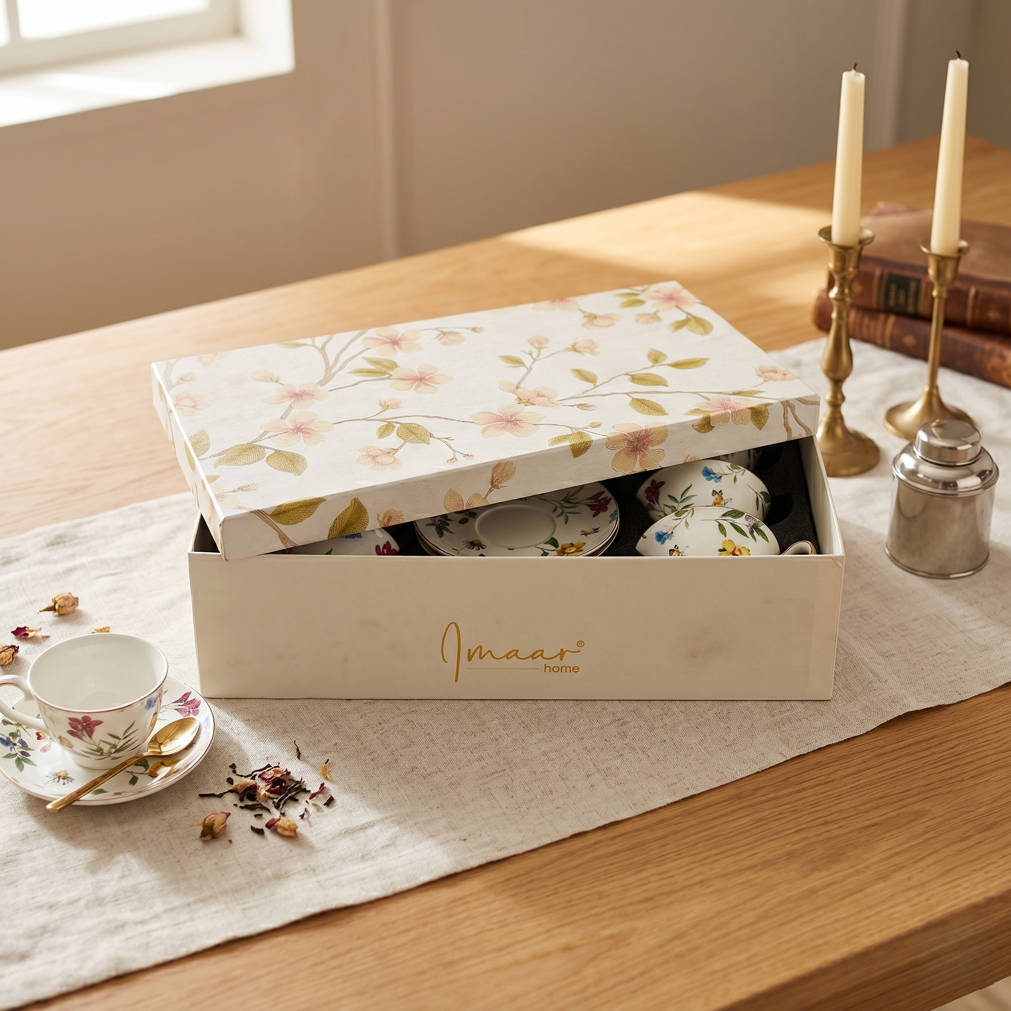 Charming Floral Gift Tea Cup Set- Set of 12