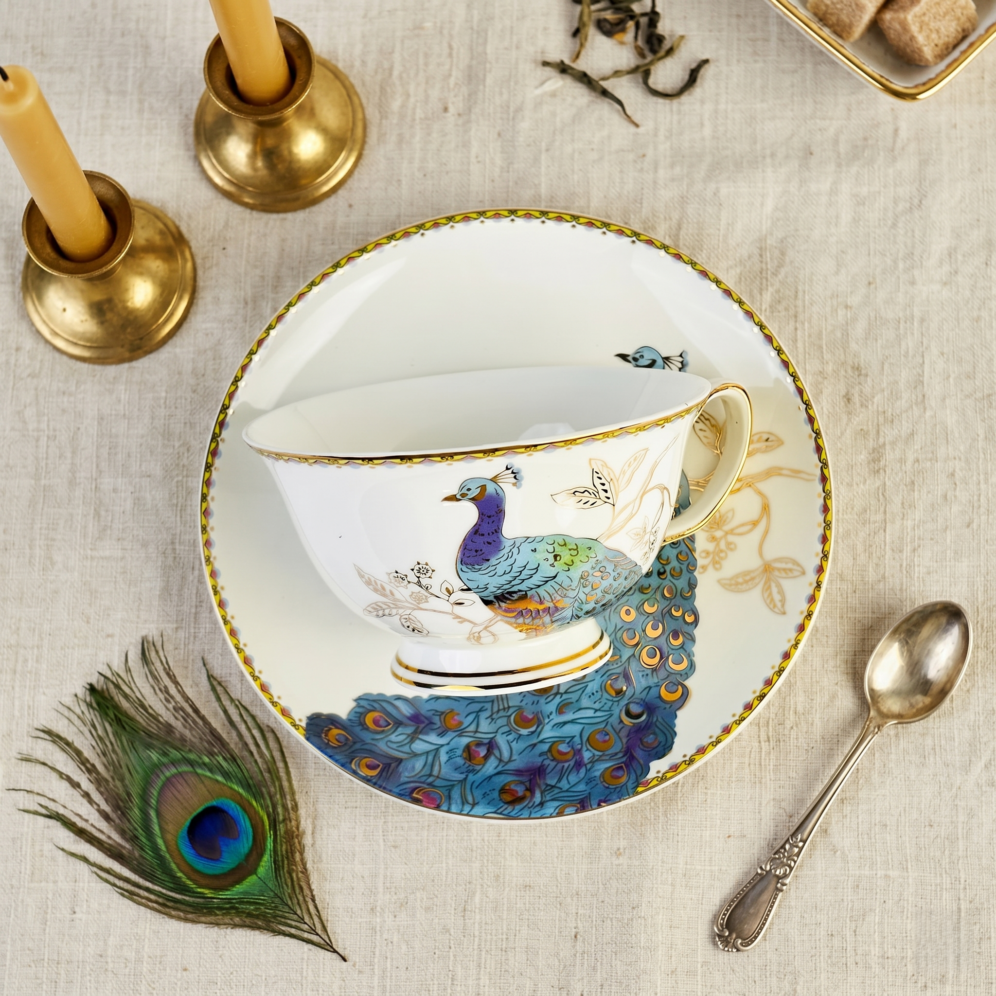 Ornate Blossom Cup & Saucer Set - Set of 12