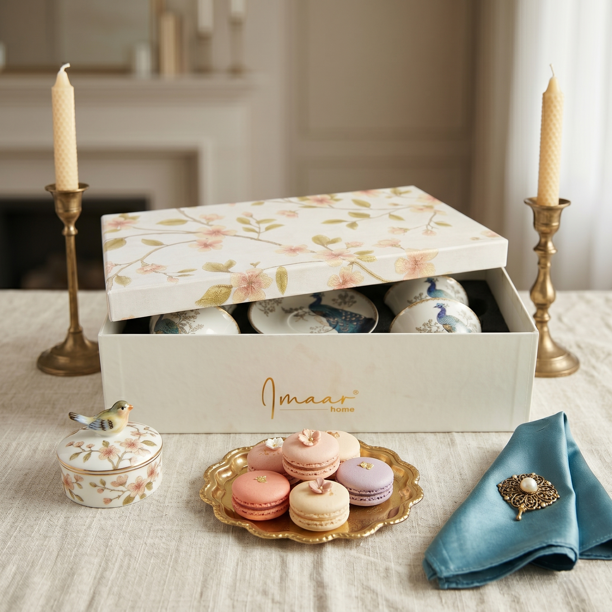 Ornate Blossom Cup & Saucer Set - Set of 12