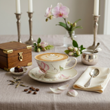 Ivory Mesh Pattern Premium Tea Cups & Saucer - Set of 6 (200 cc)