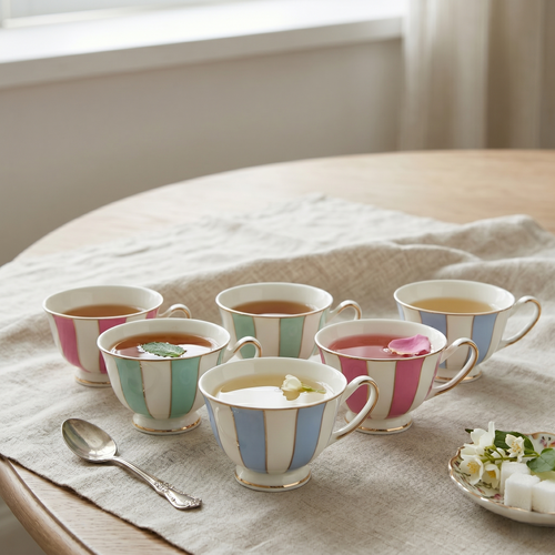 Luxury Gold Rim Tea Cup - Set of 6 (100 cc)