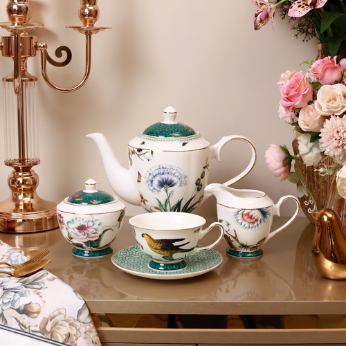 Emerald Garden Fine Tea Set 15 Piece