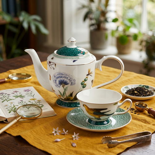 Emerald Garden Fine Tea Set 15 Piece